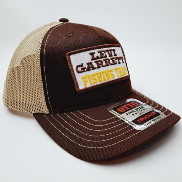 s-l400.jpg Levi Garrett Fishing Embroidered Patch Cap Hat Curved Bill Trucker Mesh Snapback